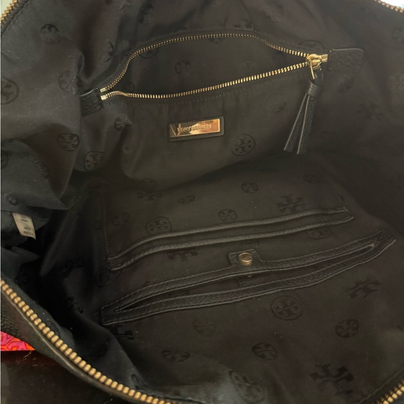 Tory Burch Black Pebbled Leather Expandable Tote - Picture 12 of 12